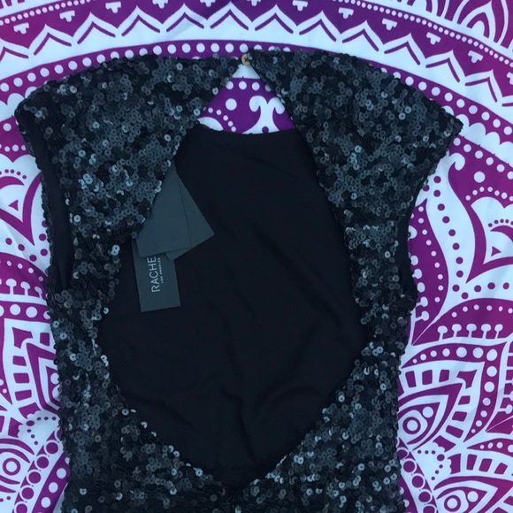 NWT ✨ Rachel Zoe Black Sequin Open Back Mini Dress - Picture 5 of 7
